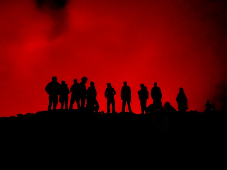 volcano crater people